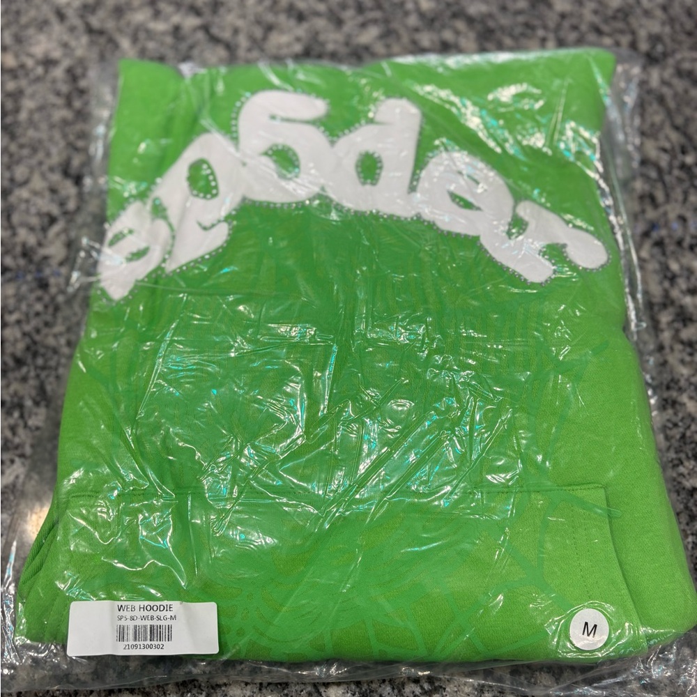 Slime green sp5der hoodie Medium